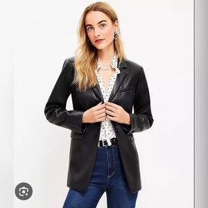 Loft Petite Faux Leather Blazer NWT